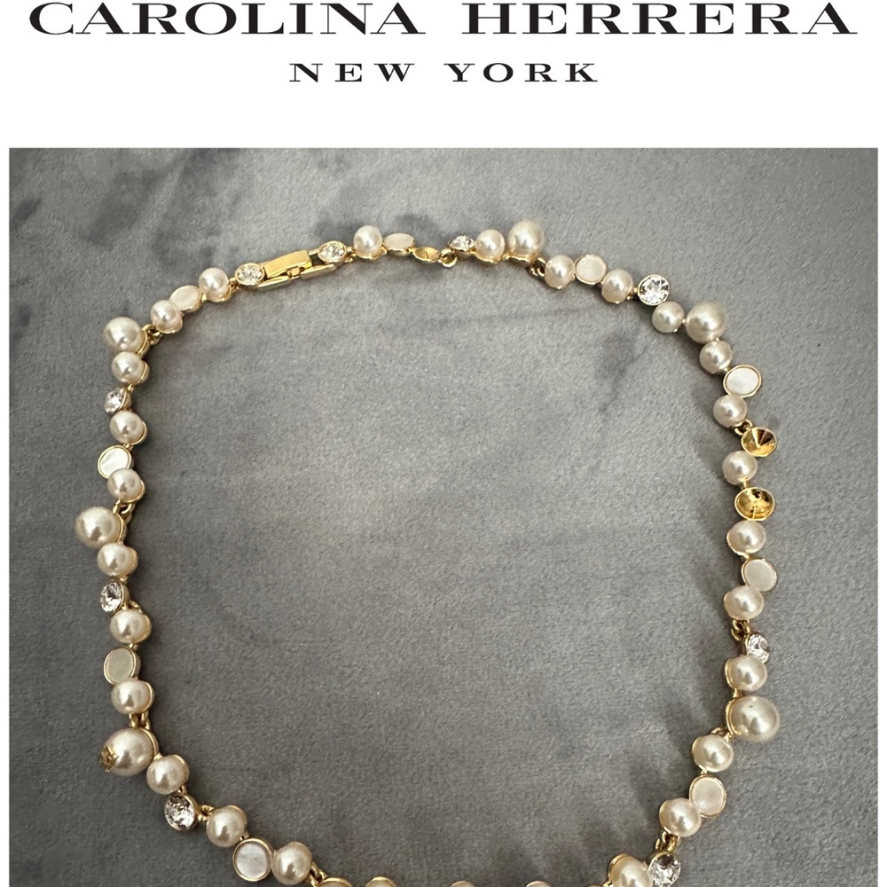 Carolina Herrera CH Vintage Gold Pearl Necklace